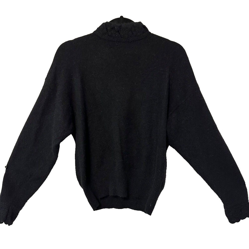Valerie Stevens L Lambswool Blend Black Sweater High Neck Line